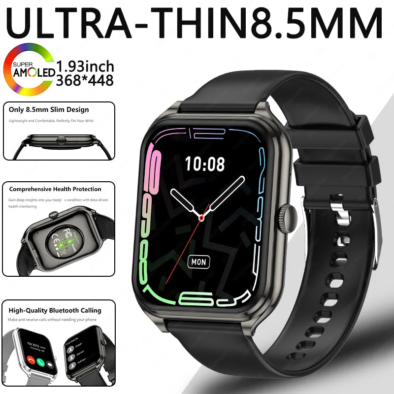2026 Ultra-Thin Smartwatch, 1.93-Inch AMOLED High-Definition Display, Wireless Calling, Fitness Tracker, Men's and Women's Smart