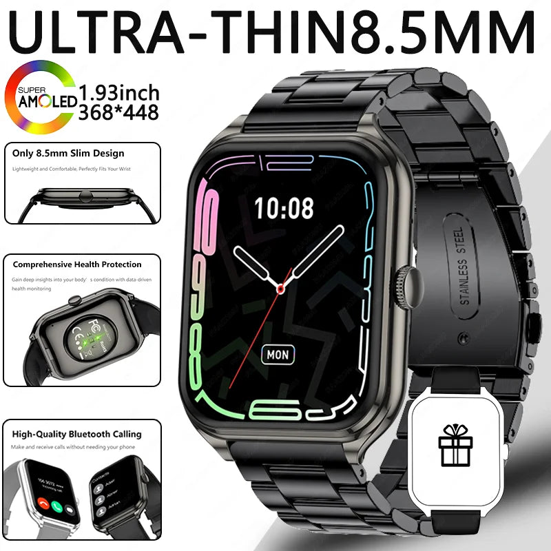 2026 Ultra-Thin Smartwatch, 1.93-Inch AMOLED High-Definition Display, Wireless Calling, Fitness Tracker, Men's and Women's Smart