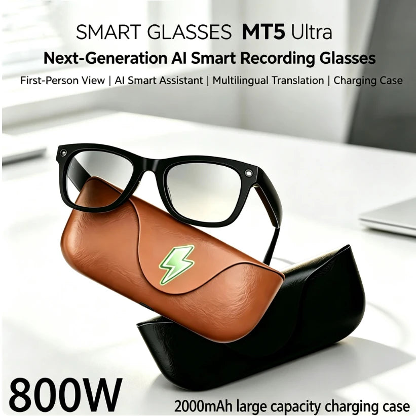 2026 AI smart Glasses HD 800W Anti-shake Camera AI Dialogue Real-time Translation IP65waterproof Bluetooth Audio Smart Glasses
