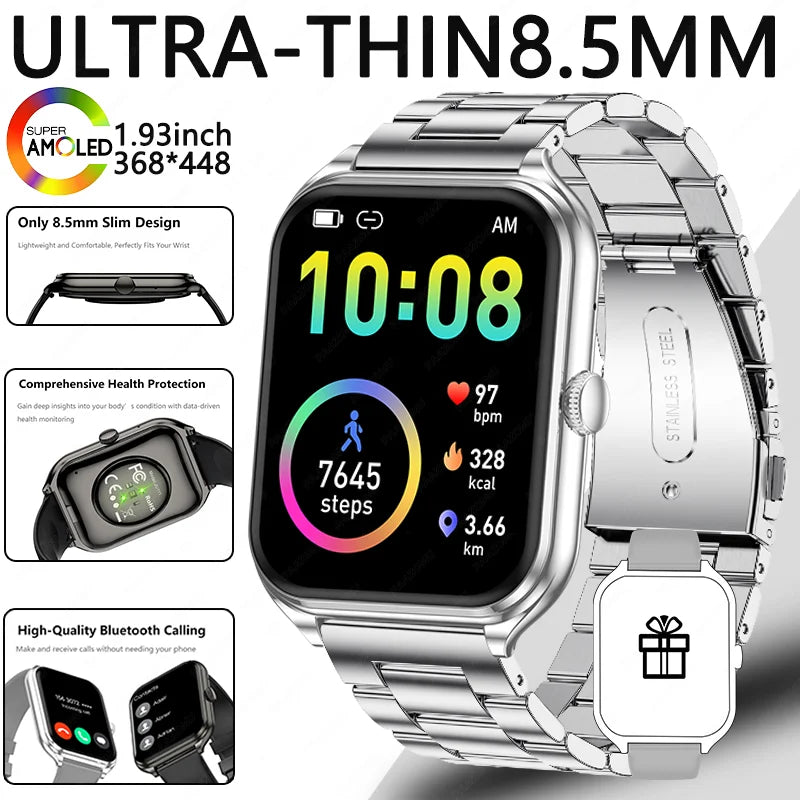 2026 Ultra-Thin Smartwatch, 1.93-Inch AMOLED High-Definition Display, Wireless Calling, Fitness Tracker, Men's and Women's Smart