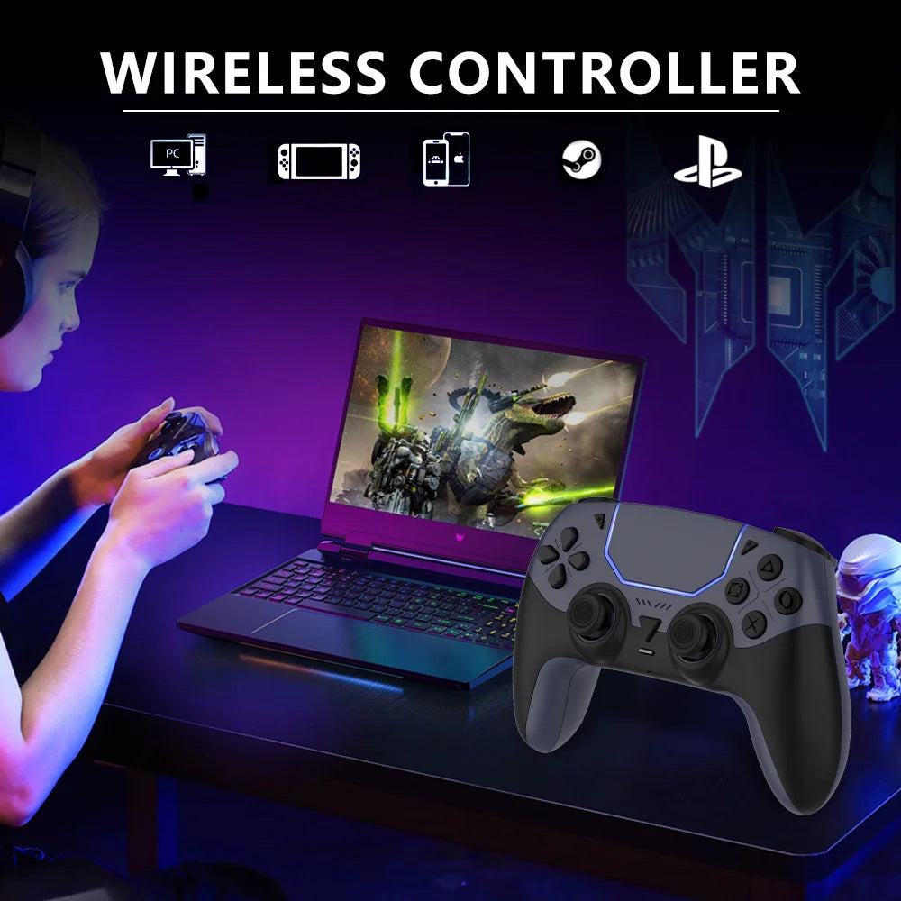 Wireless Gaming Controller for PS5/PC/Steam Deck Hall Effect Marco Dual Vibration 6-Axis Motion Contro Gamepad with Speaker