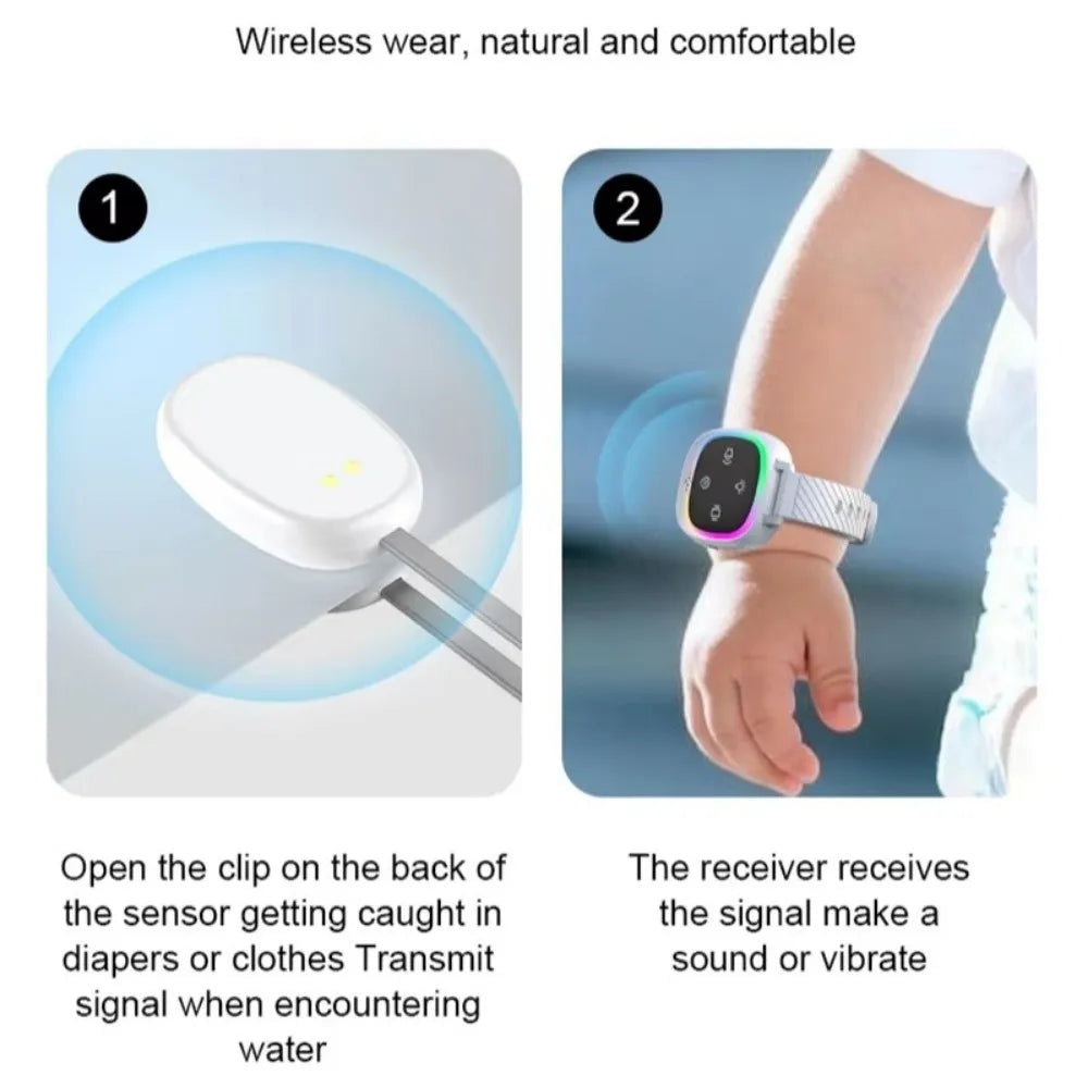 Wireless Bedwetting Alarm Wearable Hand Worn Urine Moisture Alarm Portable USB Rechargeable Vibrating Reminder Device Baby