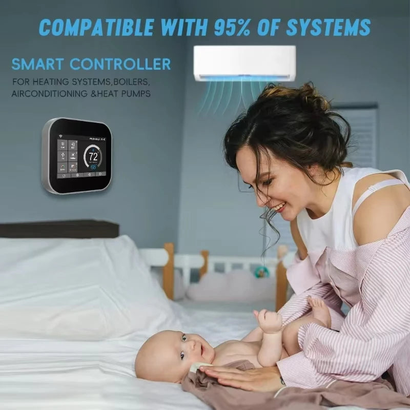 Smart Home & Hotel Color Screen Touch Thermostat with Wi-Fi App Control for Air Conditioning Floor Heating Temperature Control