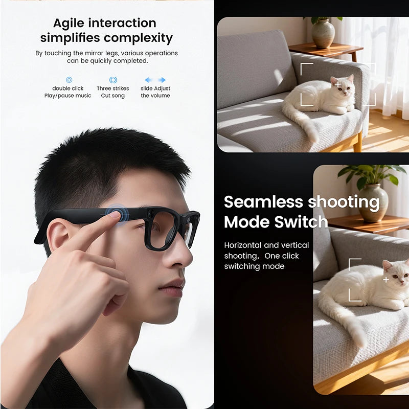 AI Voice Wake Up Smart Voice Assistant Smart Glasses 2026 New AI Intelligent Q&A Interactive Device AI Photo Recognition Eyewear