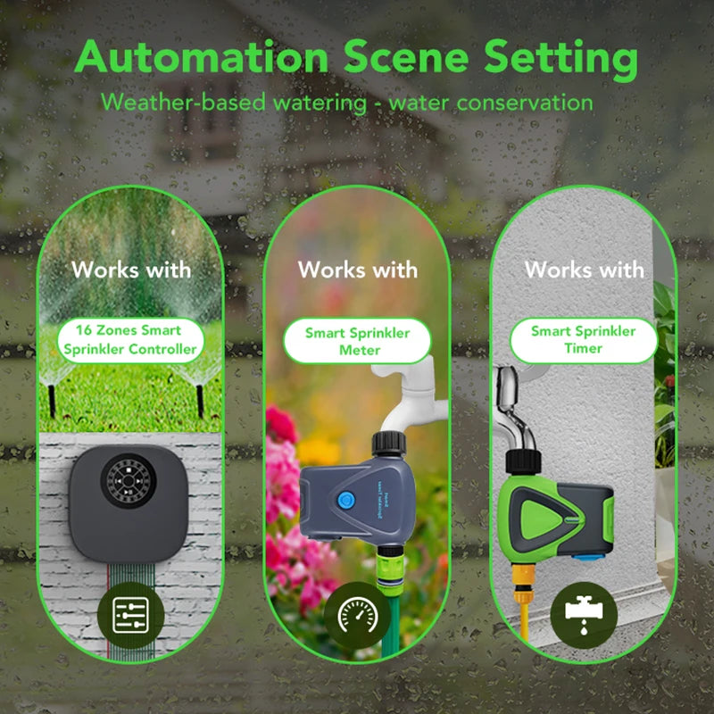 WiFi Rain Sensor Rainfall Duration Detection Outdoor Waterproof Battery Powered Tuya Smart Life App Control Home Automation