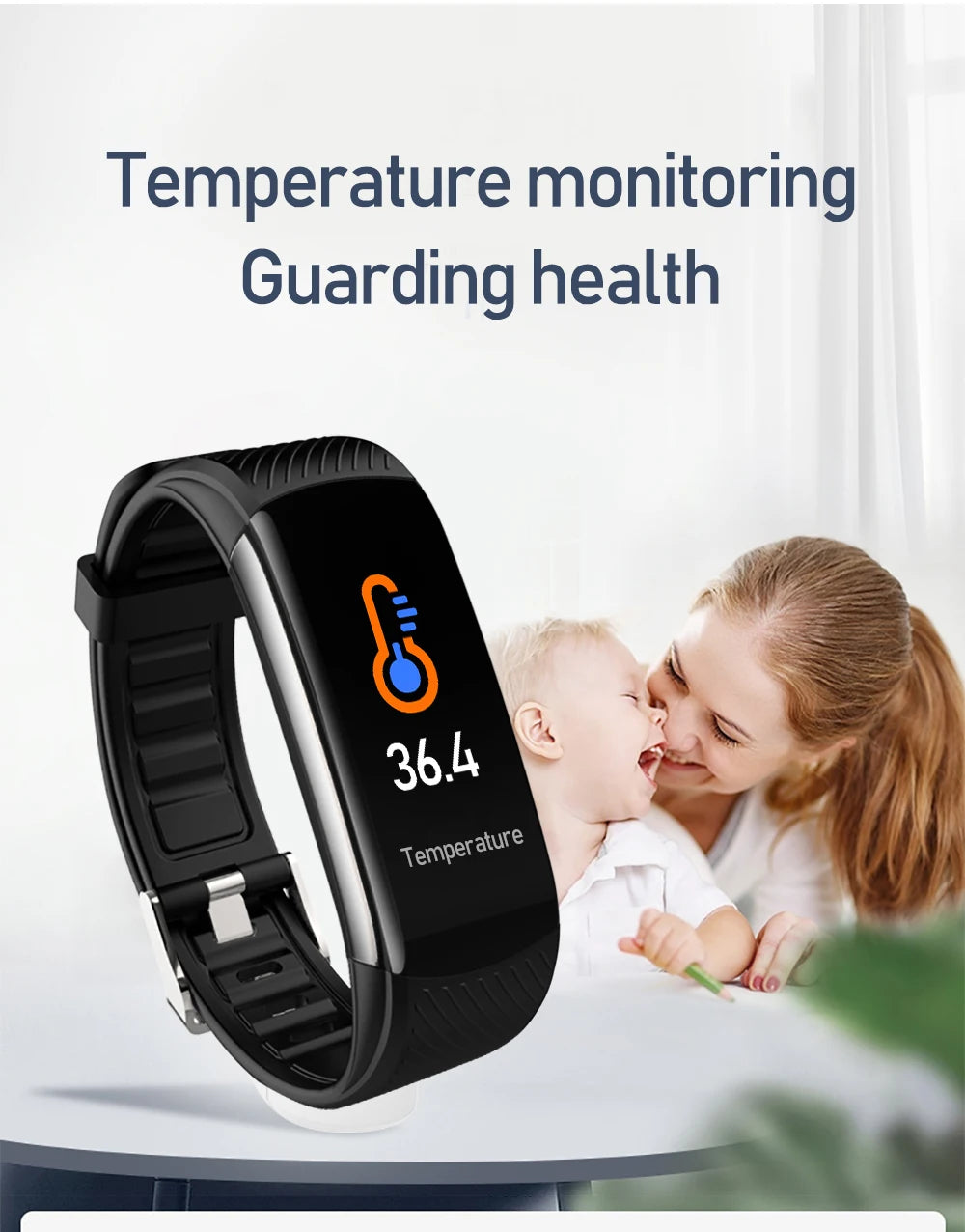 Echowear Smart Measuring Blood Pressure Heart Rate Blood Oxygen Sleep Exercise Step Count Health Monitoring Smart Wristband 2026