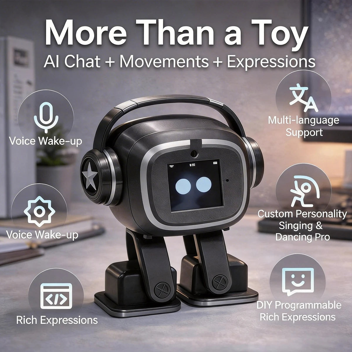 AI Chatbot Robot | Smart Interactive Companion,Emoji Display,Singing Dancing,Personalized AI Assistant Gift for Kids Adults