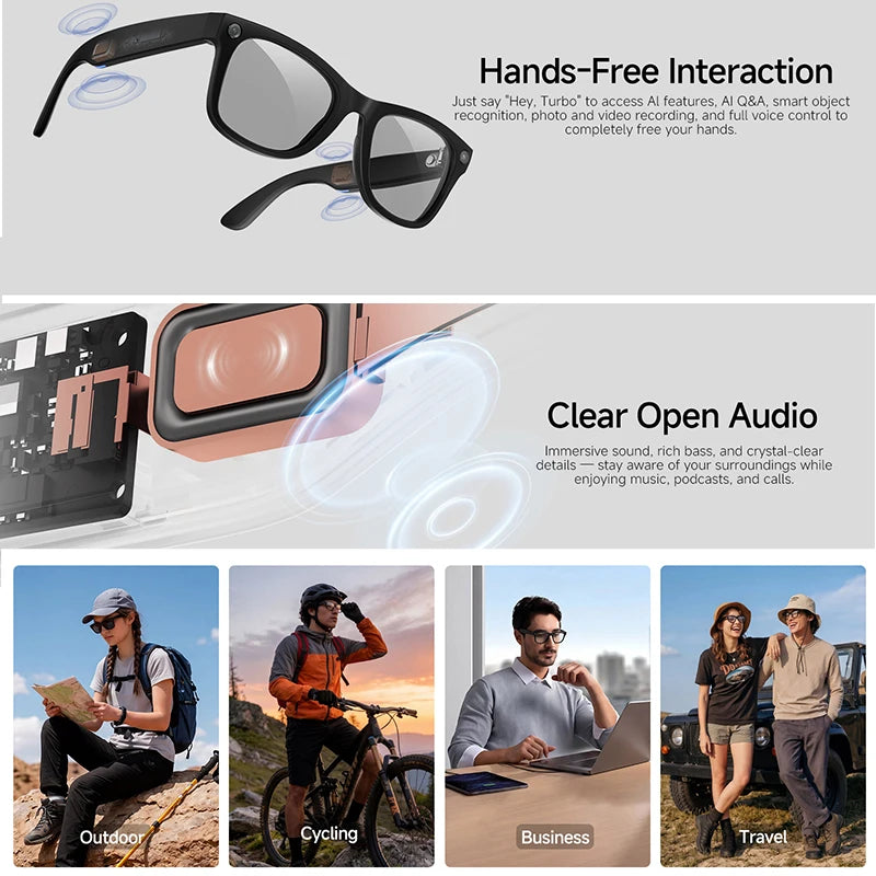 2026 New AI Smart Glasses 8MP HD Camera AI Translator Surround Sound Audio Smart Assistant 2000mAh Charging Case Smart Eyewear
