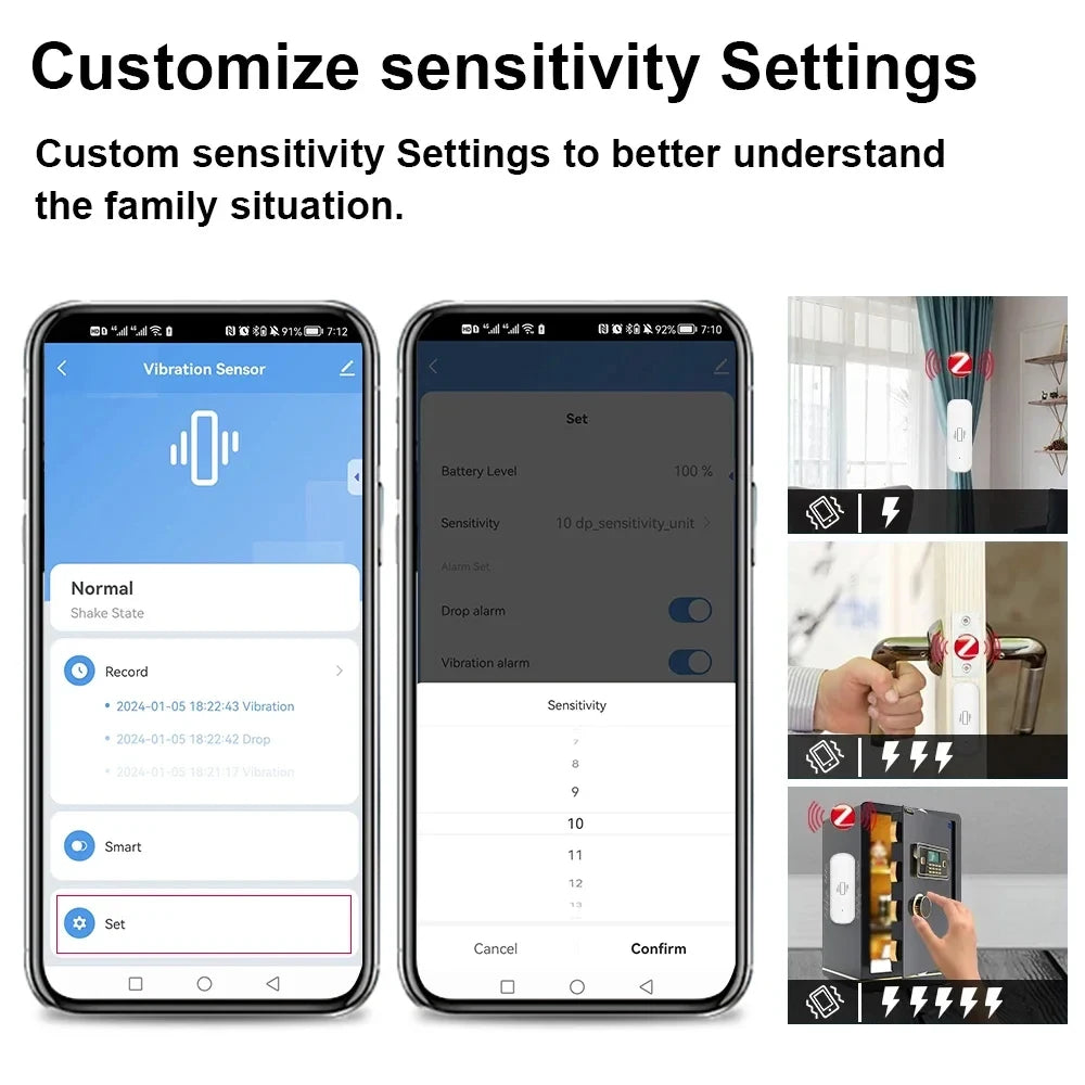 Smart ZigBee Vibration Sensor Real Time Monitoring Door Window Detection Alarm Smart Life Home Security Protection System