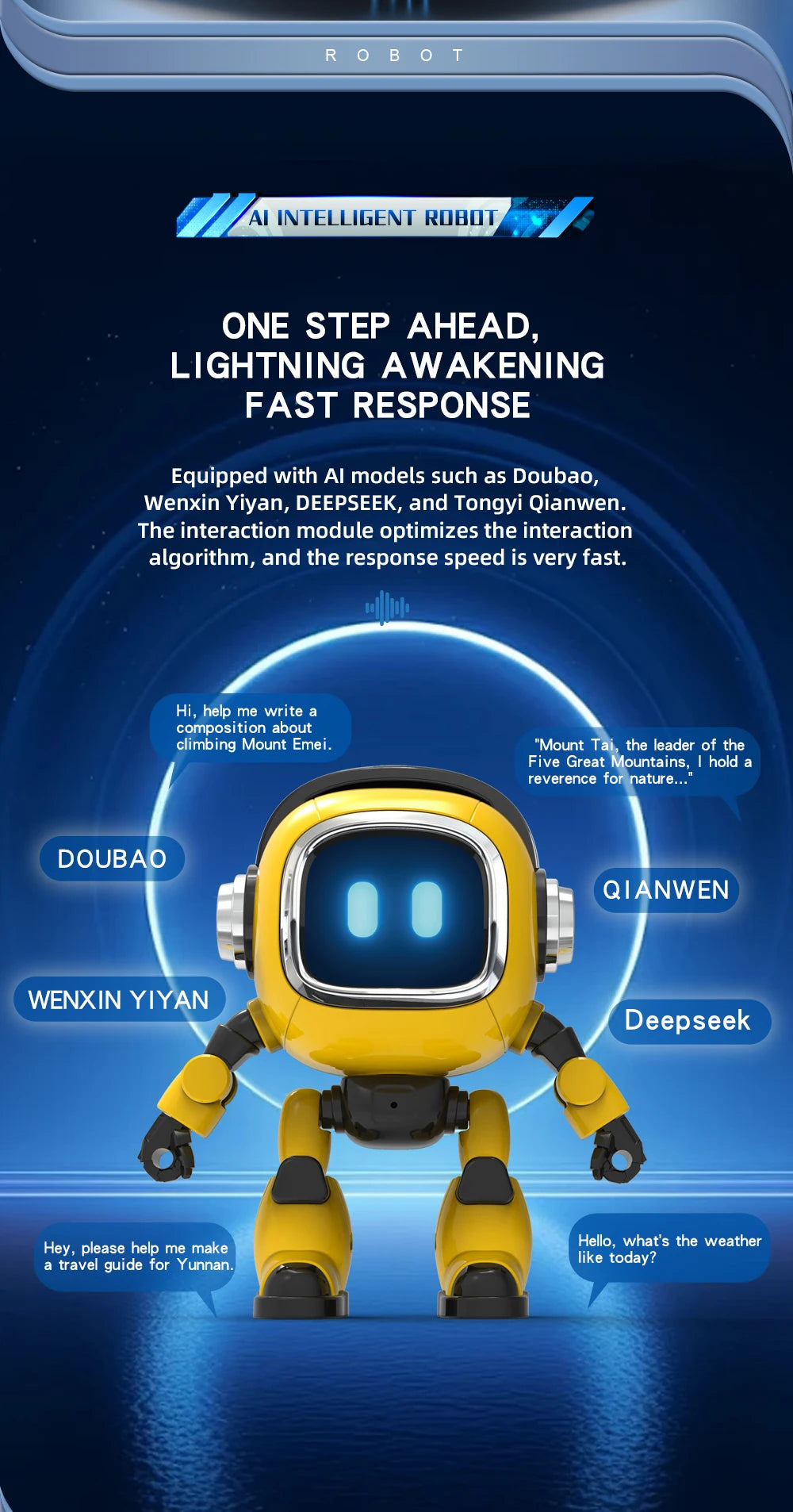 Ai Voice Robot Support 37 Languages With Deepseek AI Pets Intelligent Companion Accompanying Robot AI Smart Robot Voice Control