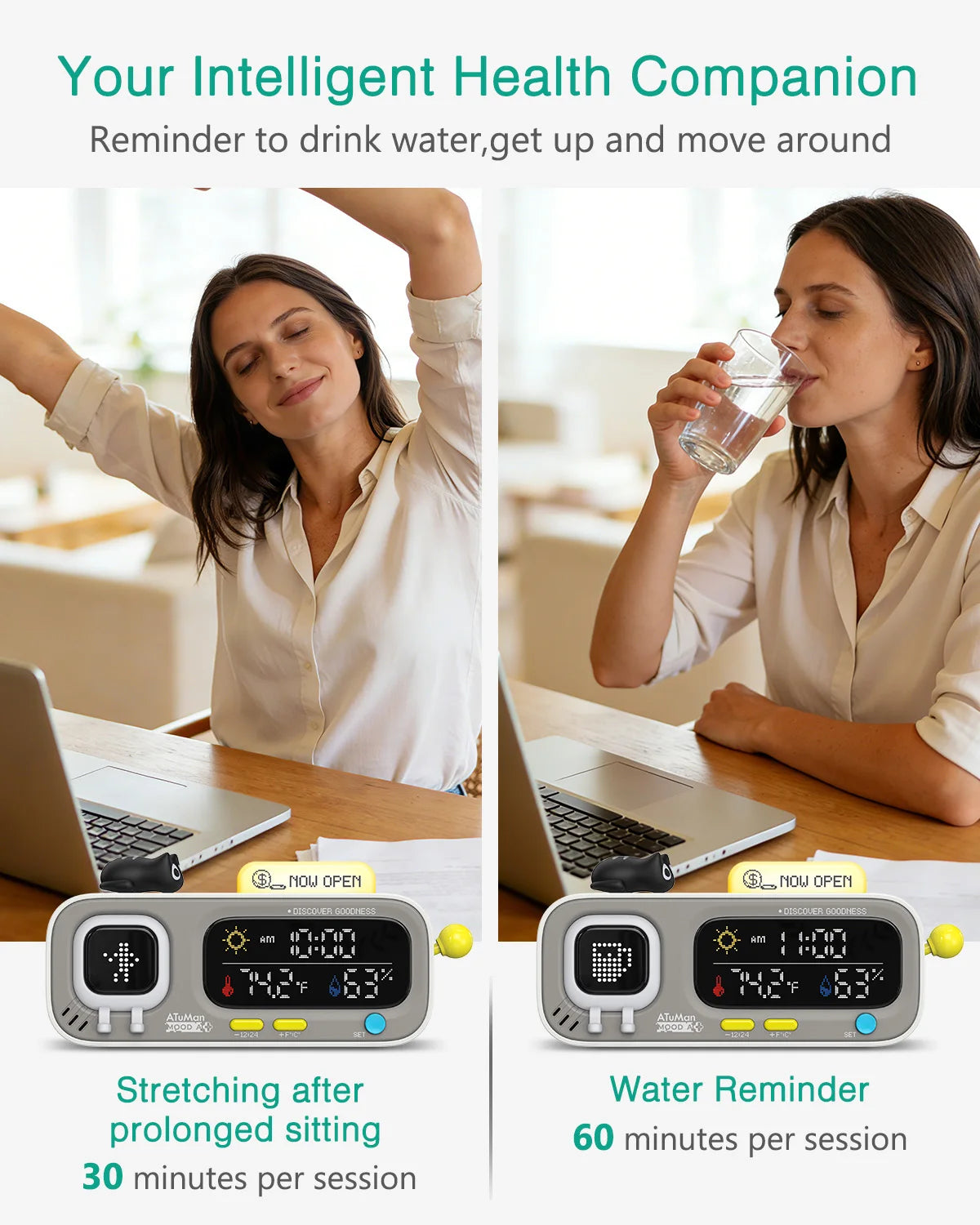 Smart Desktop Clock Electric Digital Home Temperature and Humidity Meter Smart Fun Reminder for Home Office Gift