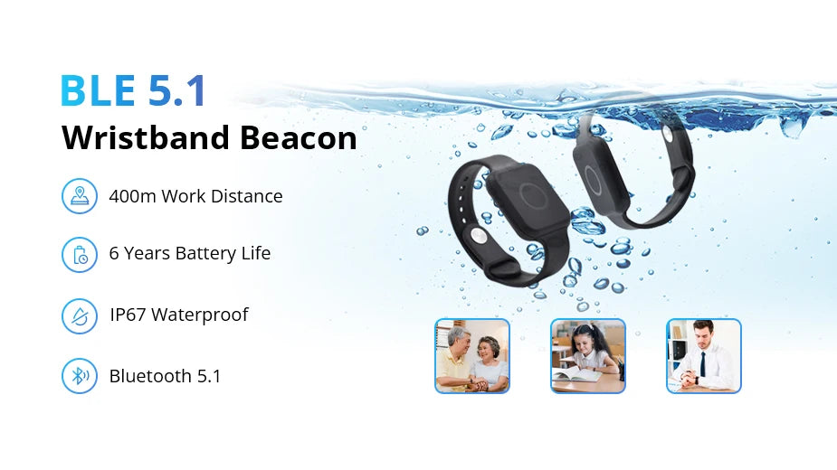 Feasycom FSC-BP107D Wearable iBeacon Eddystone Wristband Waterproof DA14531 Bluetooth Beacon Bracelet with Replaceable battery