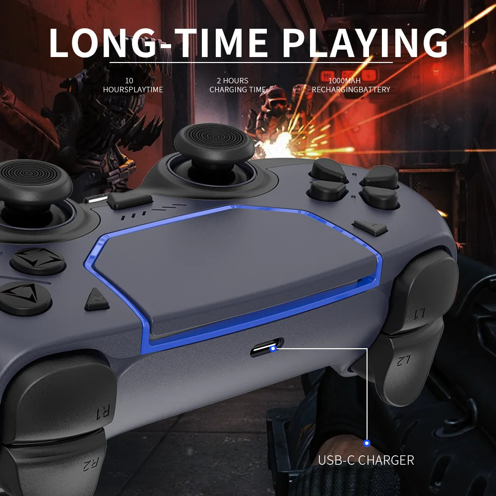 Wireless Gaming Controller for PS5/PC/Steam Deck Hall Effect Marco Dual Vibration 6-Axis Motion Contro Gamepad with Speaker