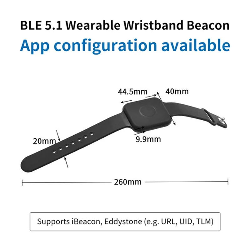 Feasycom FSC-BP107D Wearable iBeacon Eddystone Wristband Waterproof DA14531 Bluetooth Beacon Bracelet with Replaceable battery