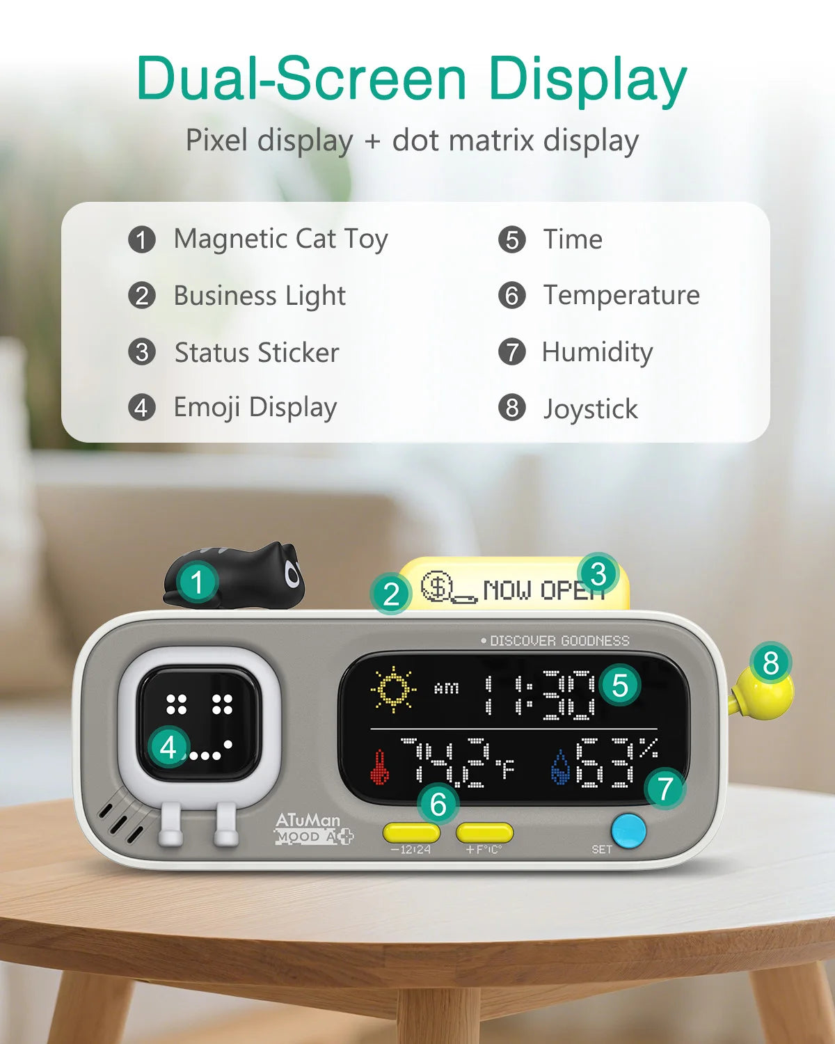 Smart Desktop Clock Electric Digital Home Temperature and Humidity Meter Smart Fun Reminder for Home Office Gift