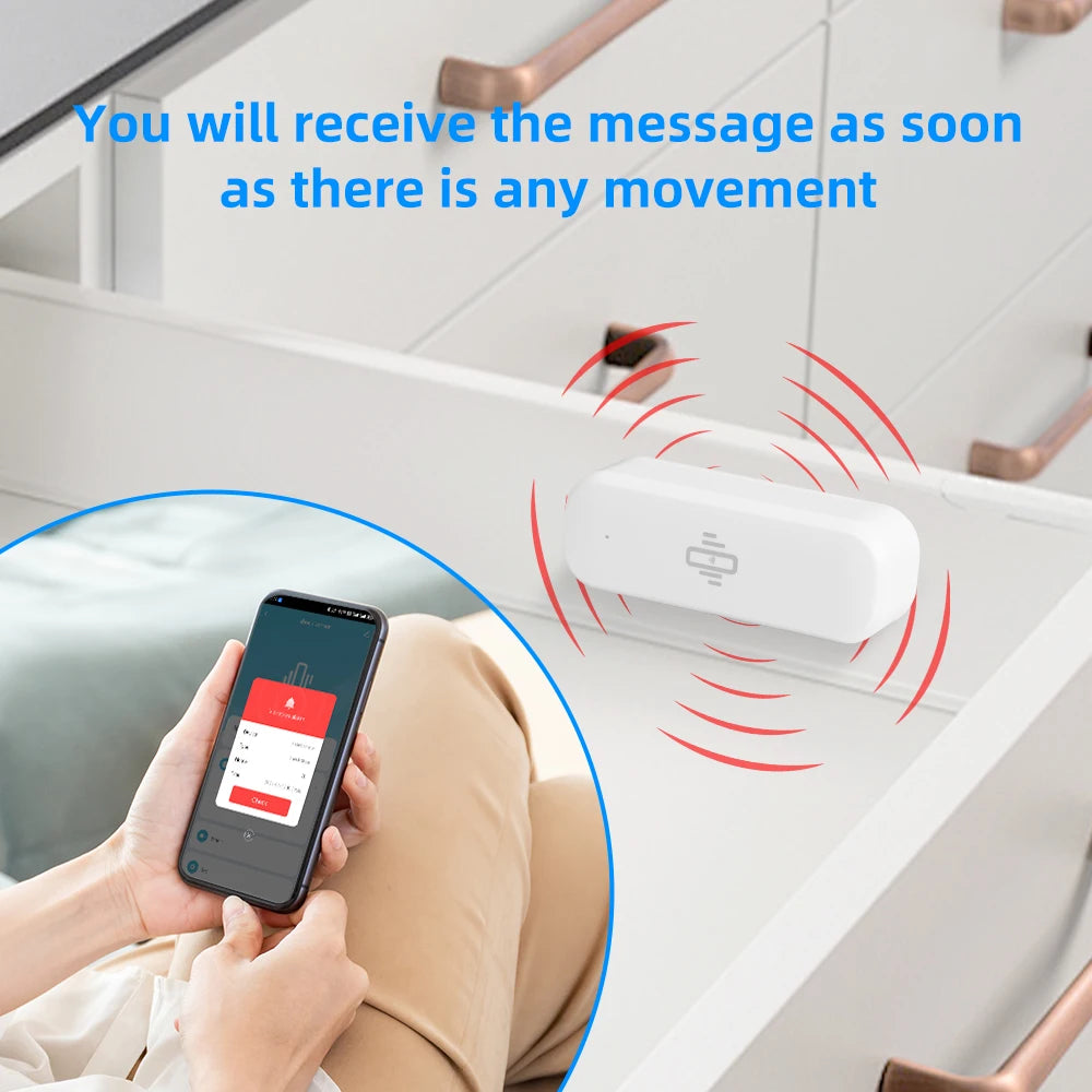 Tuya Smart Vibration Sensor WiFi Version Real-time Movement Alert Automation Residential Smart Life APP Notifications Alarm