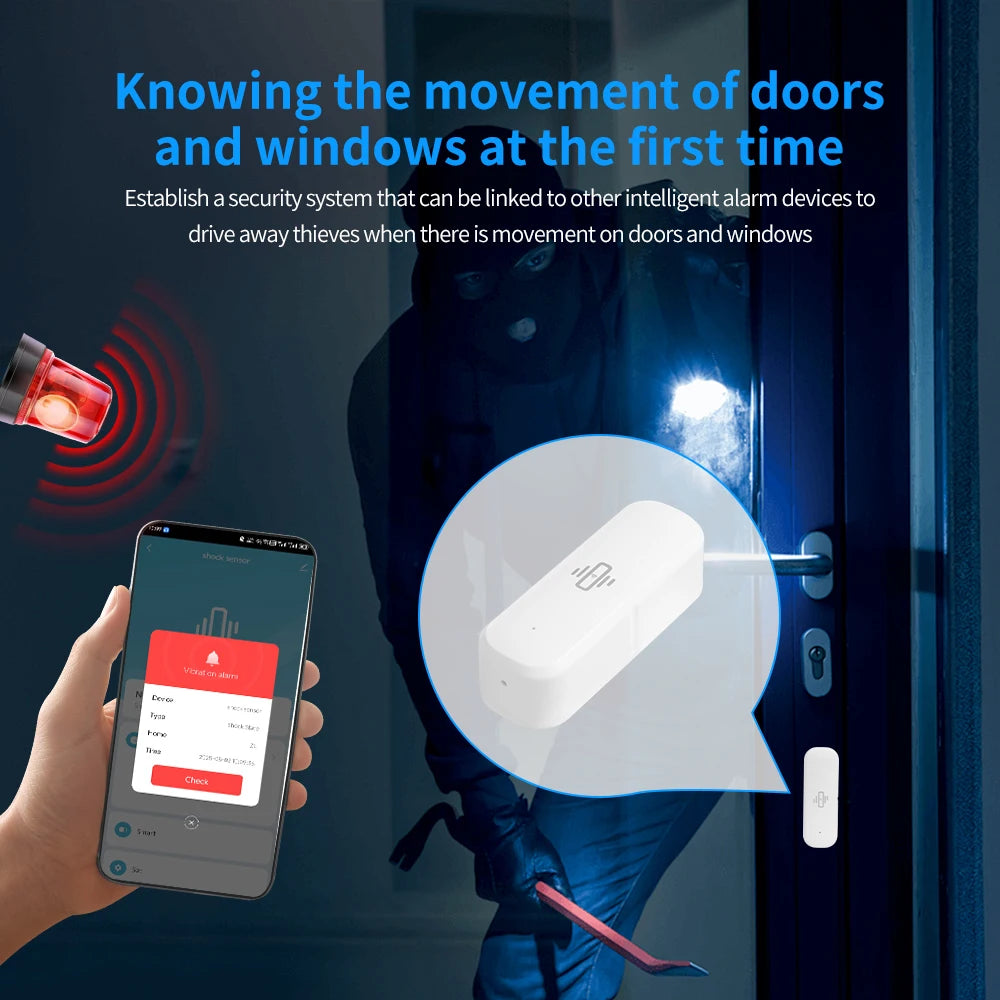 Tuya Smart Vibration Sensor WiFi Version Real-time Movement Alert Automation Residential Smart Life APP Notifications Alarm