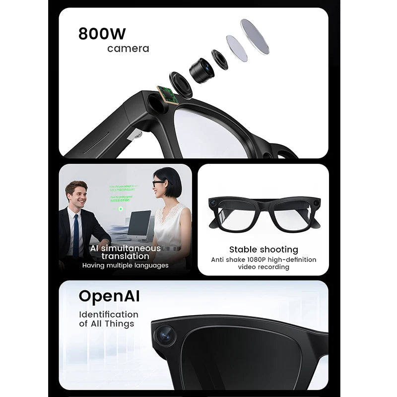 AI Voice Wake Up Smart Voice Assistant Smart Glasses 2026 New AI Intelligent Q&A Interactive Device AI Photo Recognition Eyewear