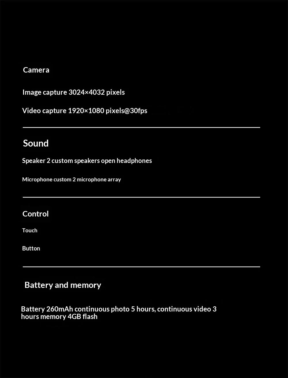 AI Smart Glasses with Camera - AI Recognition Translation Voice Recording, Bluetooth Music Call, 1080P Video, 260mAh Battery