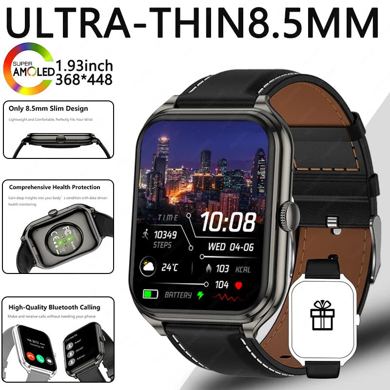 2026 Ultra-Thin Smartwatch, 1.93-Inch AMOLED High-Definition Display, Wireless Calling, Fitness Tracker, Men's and Women's Smart