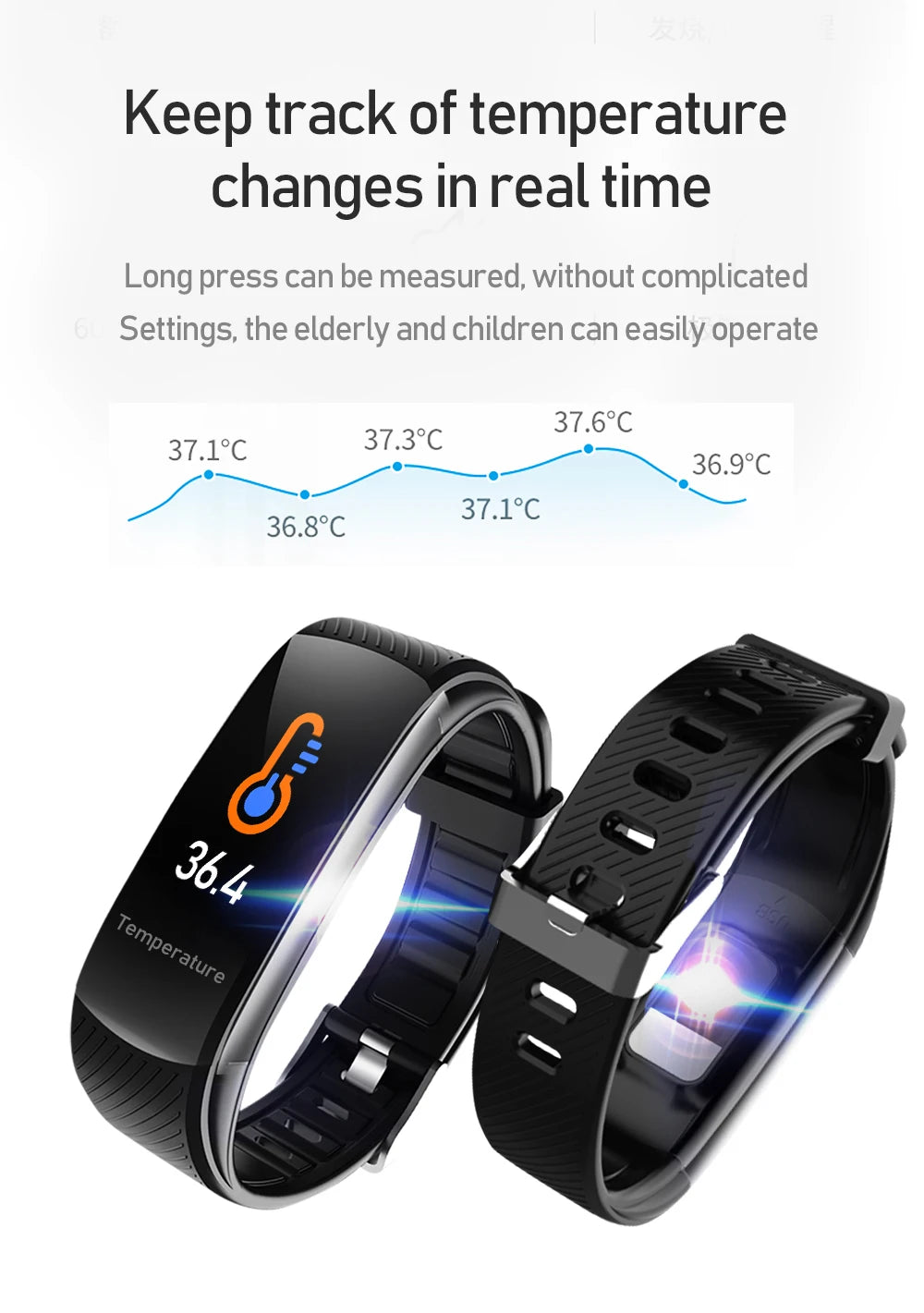 Echowear Smart Measuring Blood Pressure Heart Rate Blood Oxygen Sleep Exercise Step Count Health Monitoring Smart Wristband 2026