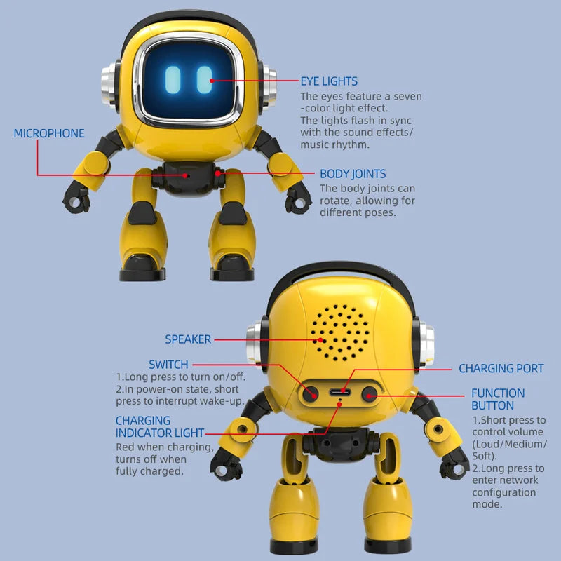 AI Interactive Robot Toy Voice Controlled Built In Storytelling Universal Knowledge Q And A Intelligent Learning Companion