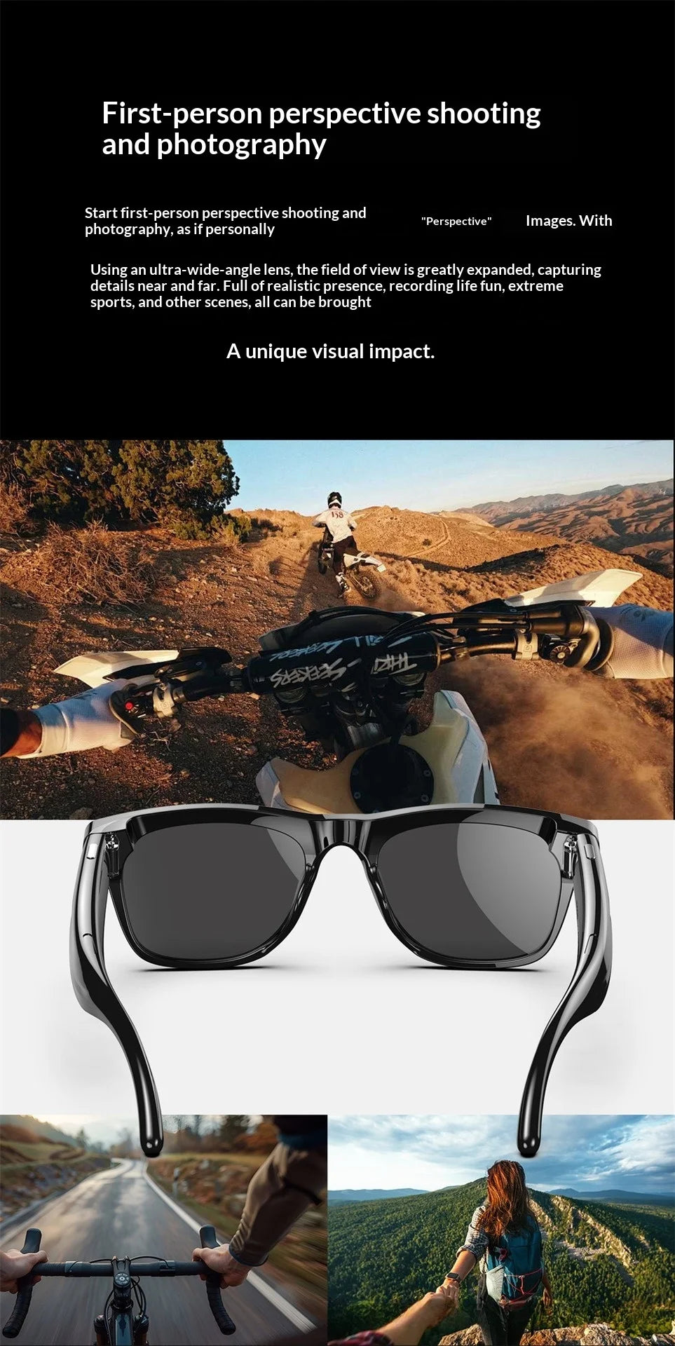 AI Smart Glasses with Camera - AI Recognition Translation Voice Recording, Bluetooth Music Call, 1080P Video, 260mAh Battery
