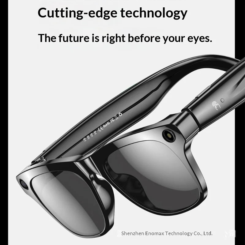 AI Smart Glasses with Camera - AI Recognition Translation Voice Recording, Bluetooth Music Call, 1080P Video, 260mAh Battery