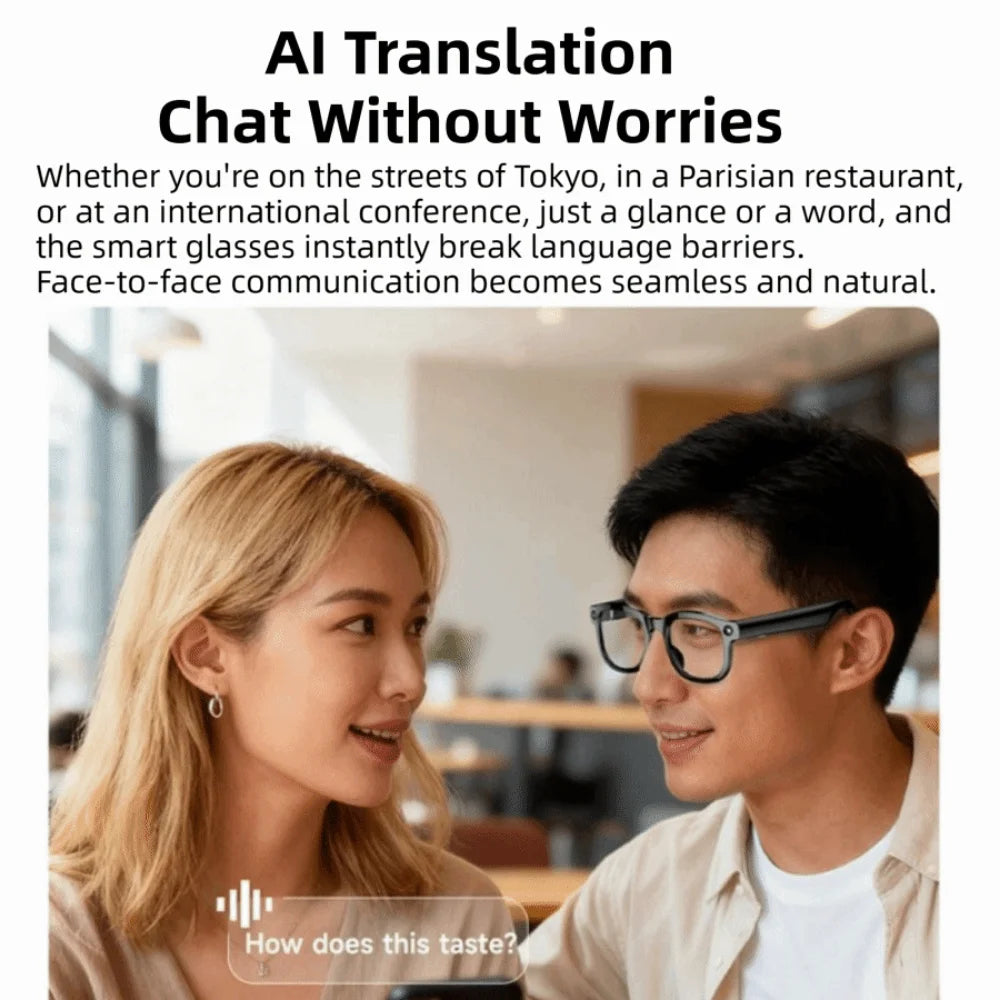 Real-time Translation AI Smart Glasses Wearable Tech 1080P Video Recording Smart AI Glasses Bluetooth Audio Waterproof