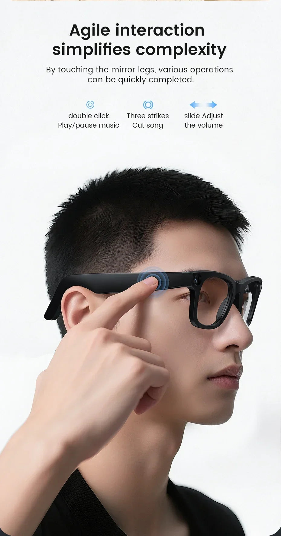 AI Voice Wake Up Smart Voice Assistant Smart Glasses 2026 New AI Intelligent Q&A Interactive Device AI Photo Recognition Eyewear