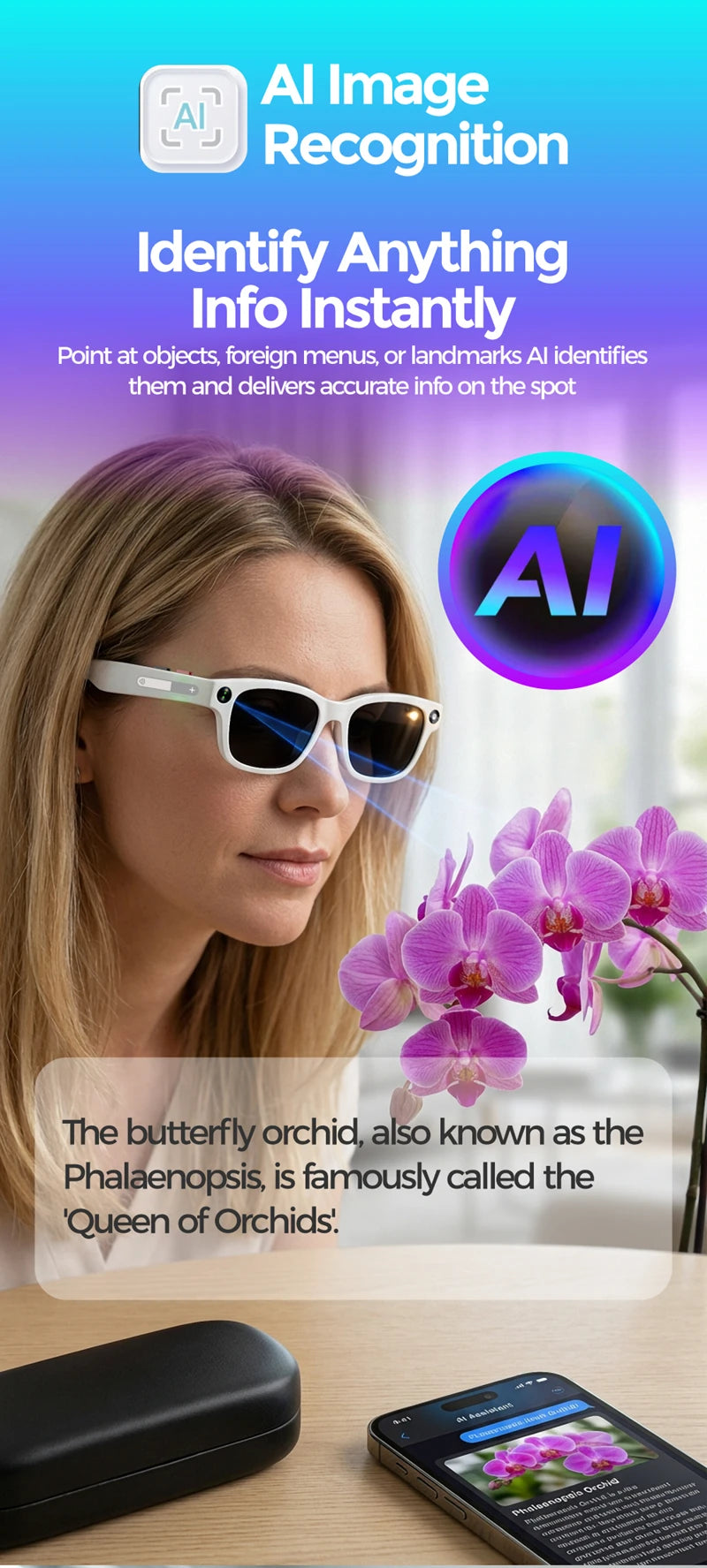 2026 AIMB-S1 AI Smart Glasses AI Translation Conversation Recording 8MP HD Debounce Camera 4K Shooting Enjoy Music Smart Glasses