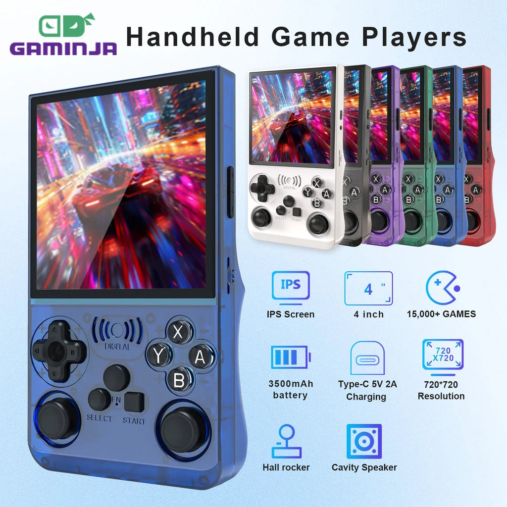 GAMINJA ANS13 Retro Handheld Video Game Console 15000+ Games Built-in Linux 4.0 Inch IPS Screen Portable Pocket Gaming Console