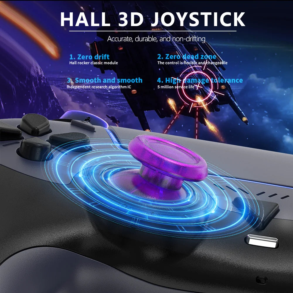 Wireless Gaming Controller for PS5/PC/Steam Deck Hall Effect Marco Dual Vibration 6-Axis Motion Contro Gamepad with Speaker