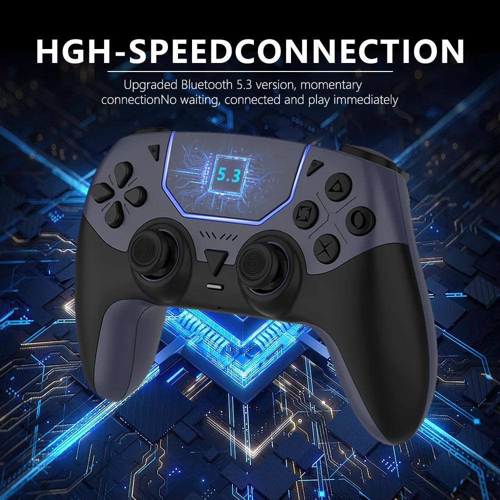 Wireless Gaming Controller for PS5/PC/Steam Deck Hall Effect Marco Dual Vibration 6-Axis Motion Contro Gamepad with Speaker