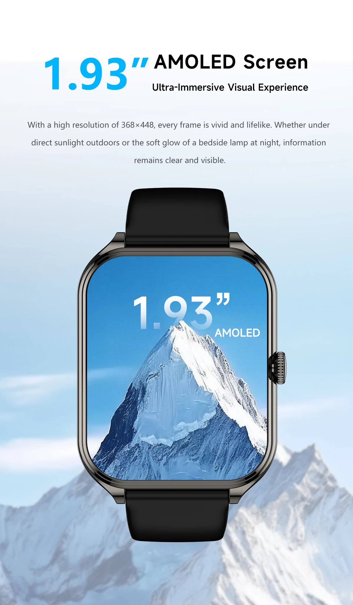 2026 Ultra-Thin Smartwatch, 1.93-Inch AMOLED High-Definition Display, Wireless Calling, Fitness Tracker, Men's and Women's Smart