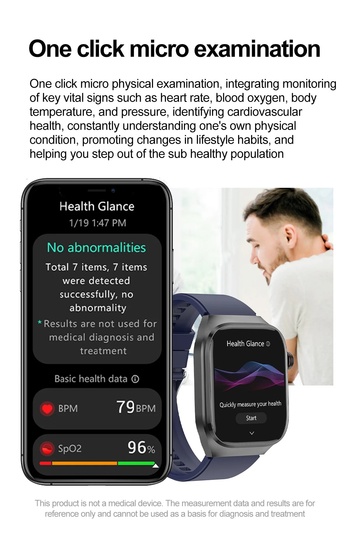 2025New Micro Physical Examination Smart Watch For Men Uric Acid Body Fat Five Organ Health Watches Bluetooth Call SmartBracelet