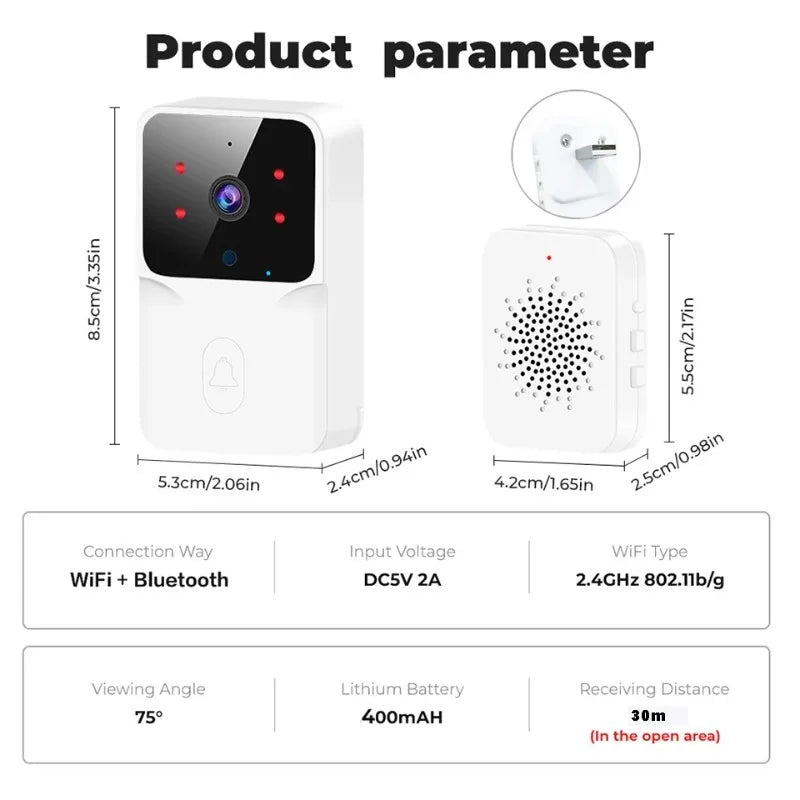 smart home wifi doorbell hd camera infrared alarm wireless two way intercom monitoring