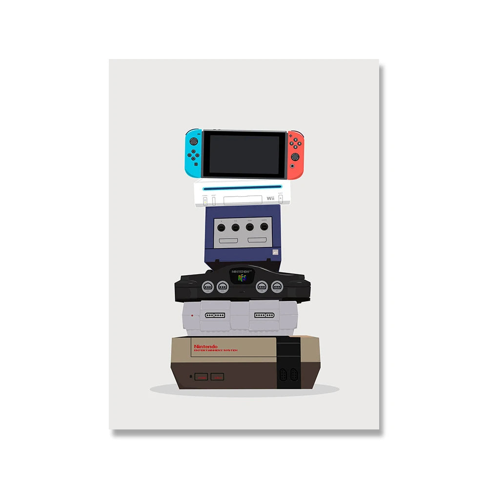 Gaming Print Retro Wall Art Canvas Painting Gamer Gift Video Game Vintage Poster Gamepad Controller Picture Boys Kids Room De