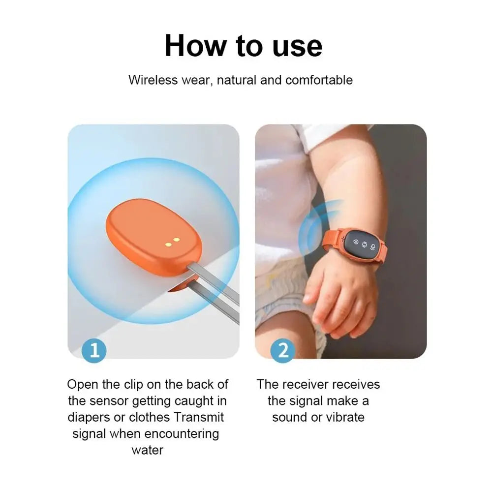 Wireless Bedwetting Alarm Wearable Hand Worn Urine Moisture Alarm Anti loss USB Rechargeable Vibrating Reminder Device Children