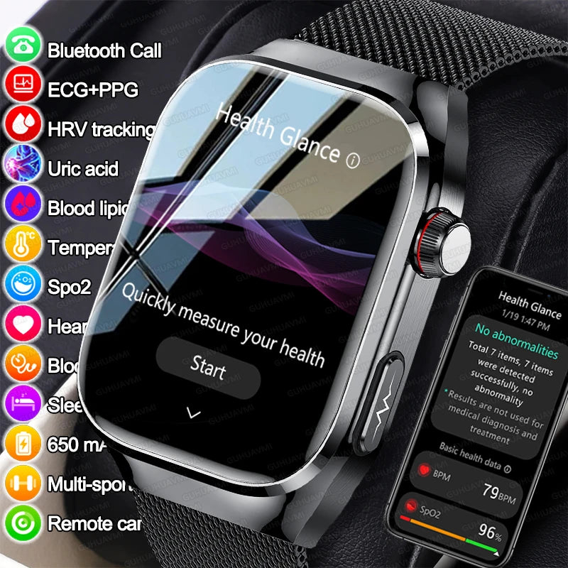 2025New Micro Physical Examination Smart Watch For Men Uric Acid Body Fat Five Organ Health Watches Bluetooth Call SmartBracelet
