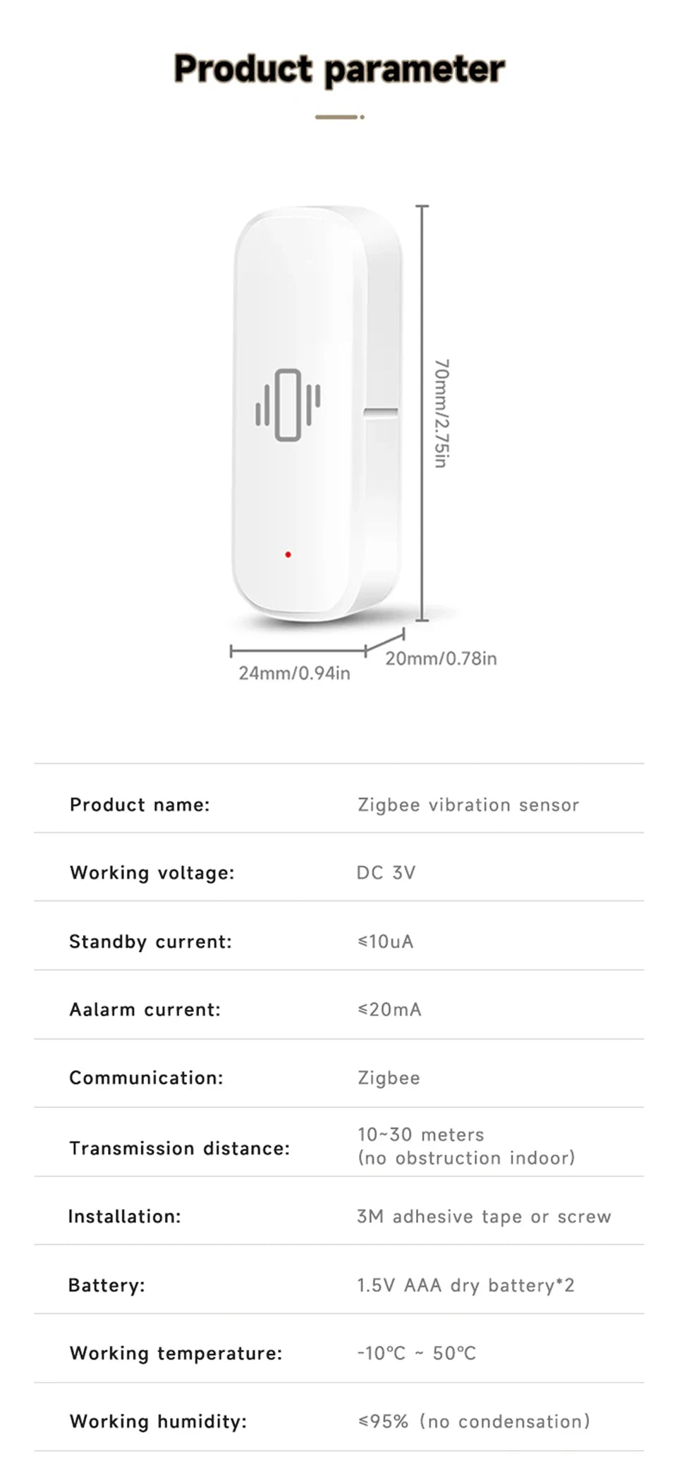 Smart ZigBee Vibration Sensor Real Time Monitoring Door Window Detection Alarm Smart Life Home Security Protection System
