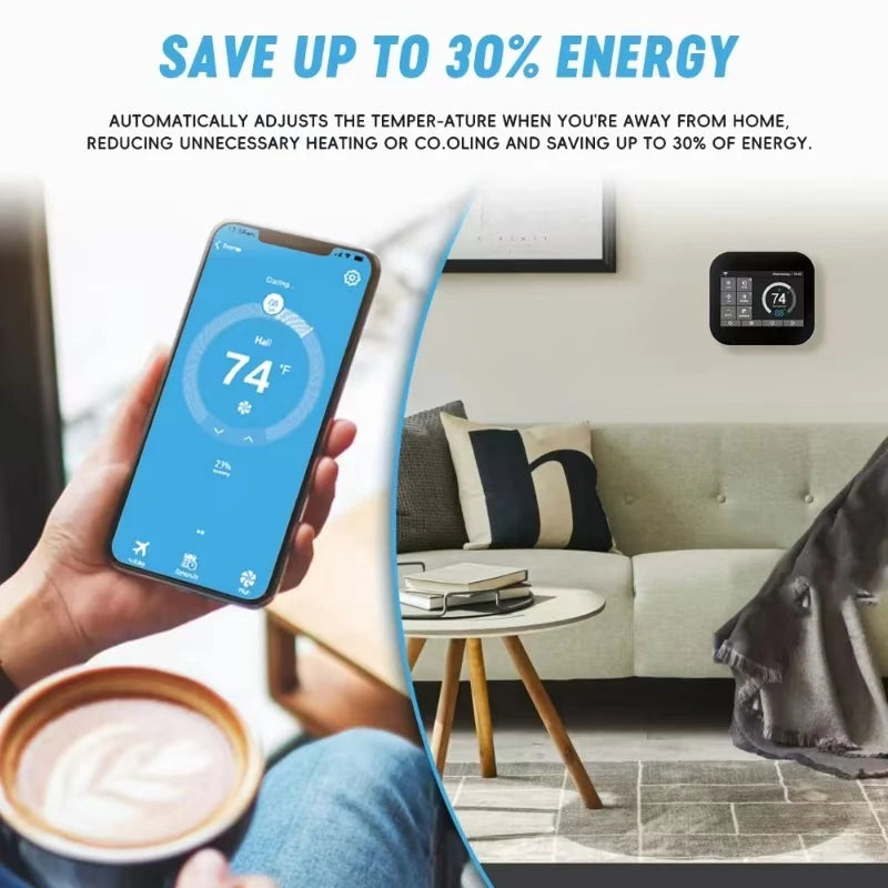 Smart Home & Hotel Color Screen Touch Thermostat with Wi-Fi App Control for Air Conditioning Floor Heating Temperature Control