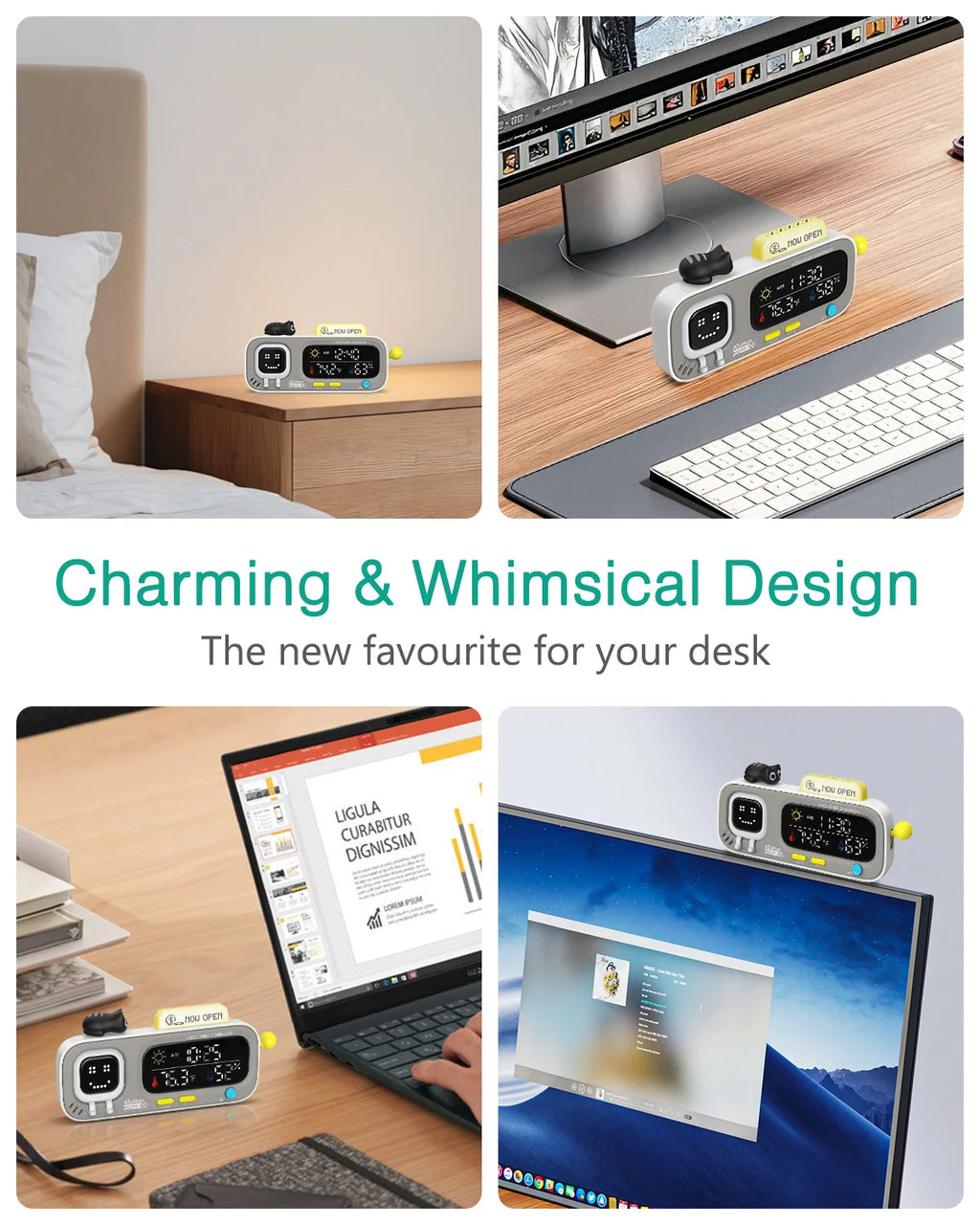 Smart Desktop Clock Electric Digital Home Temperature and Humidity Meter Smart Fun Reminder for Home Office Gift