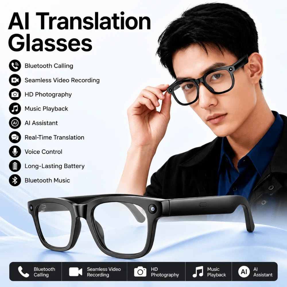 Real-time Translation AI Smart Glasses Wearable Tech 1080P Video Recording Smart AI Glasses Bluetooth Audio Waterproof