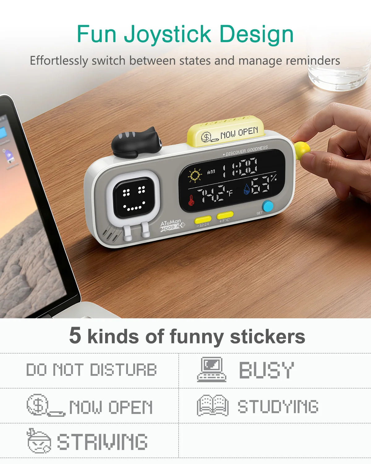 Smart Desktop Clock Electric Digital Home Temperature and Humidity Meter Smart Fun Reminder for Home Office Gift