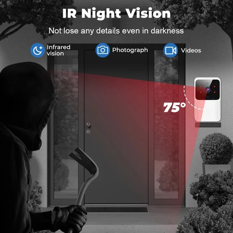 smart home wifi doorbell hd camera infrared alarm wireless two way intercom monitoring