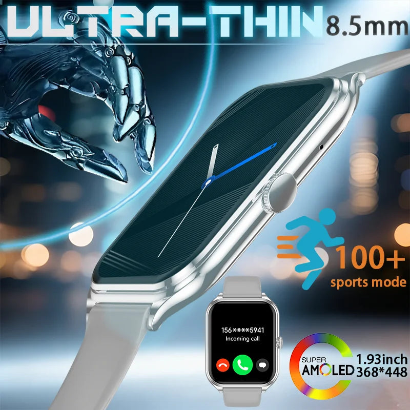 2026 Ultra-Thin Smartwatch, 1.93-Inch AMOLED High-Definition Display, Wireless Calling, Fitness Tracker, Men's and Women's Smart