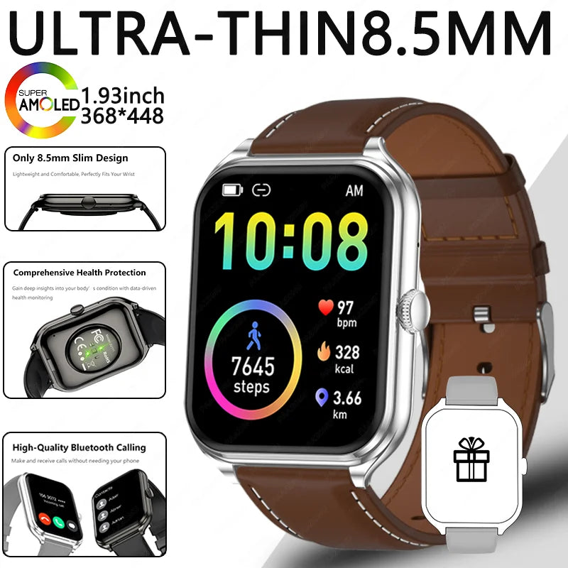 2026 Ultra-Thin Smartwatch, 1.93-Inch AMOLED High-Definition Display, Wireless Calling, Fitness Tracker, Men's and Women's Smart