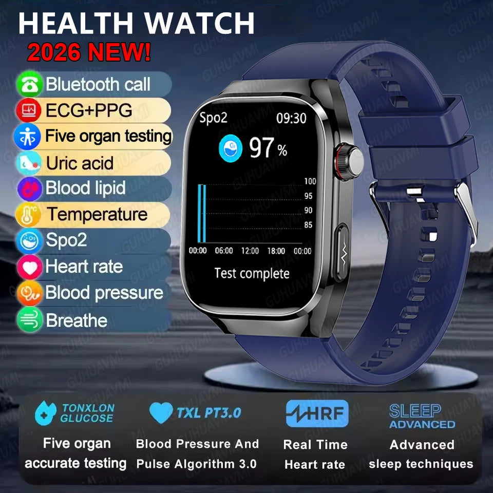 2025New Micro Physical Examination Smart Watch For Men Uric Acid Body Fat Five Organ Health Watches Bluetooth Call SmartBracelet