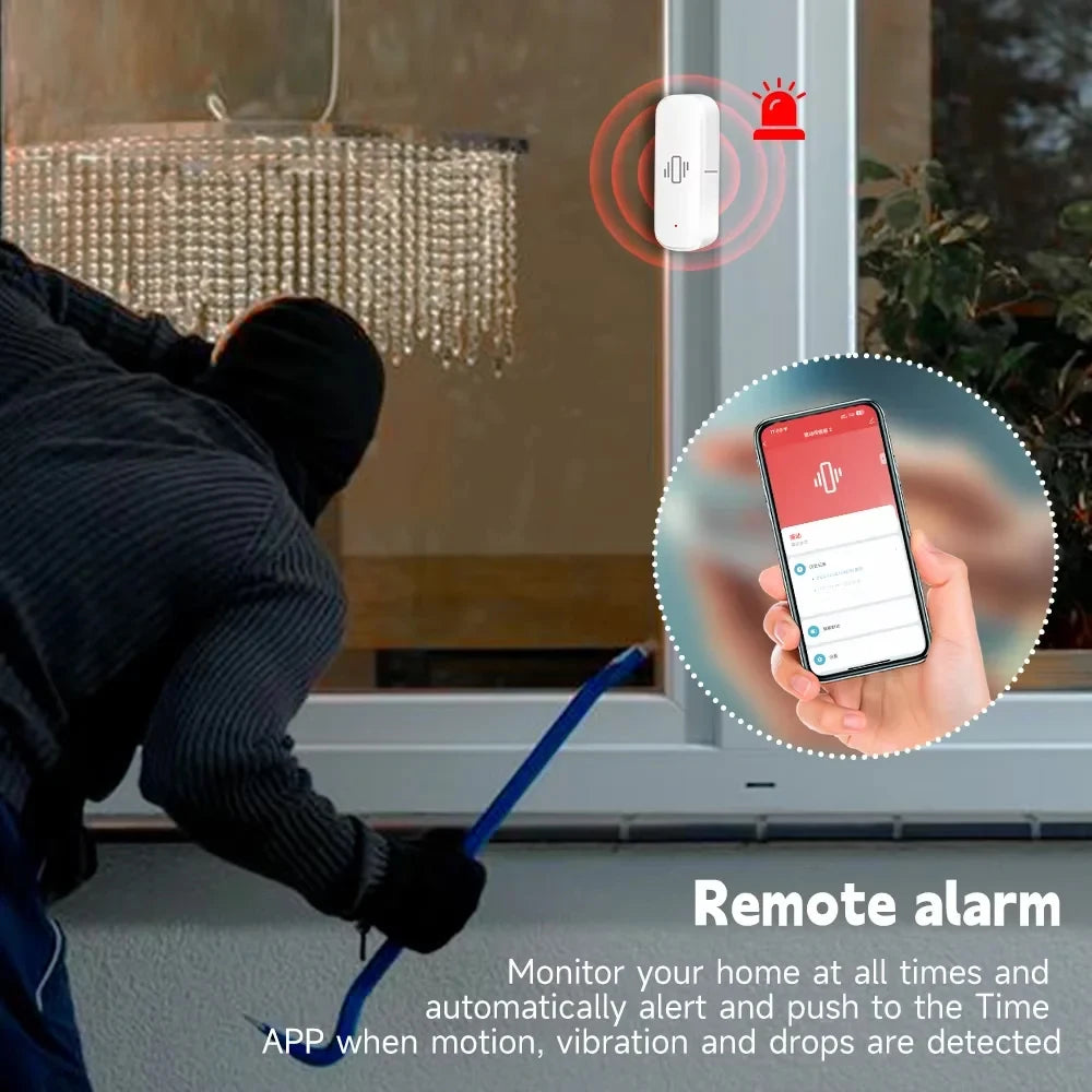 Smart ZigBee Vibration Sensor Real Time Monitoring Door Window Detection Alarm Smart Life Home Security Protection System